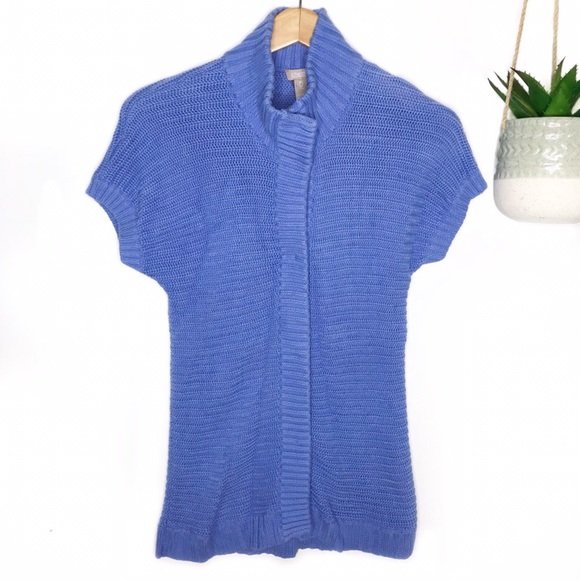 CHICO’S | Periwinkle Short Sleeve Sweater Cardigan 0 Small / 4 - Picture 1 of 6